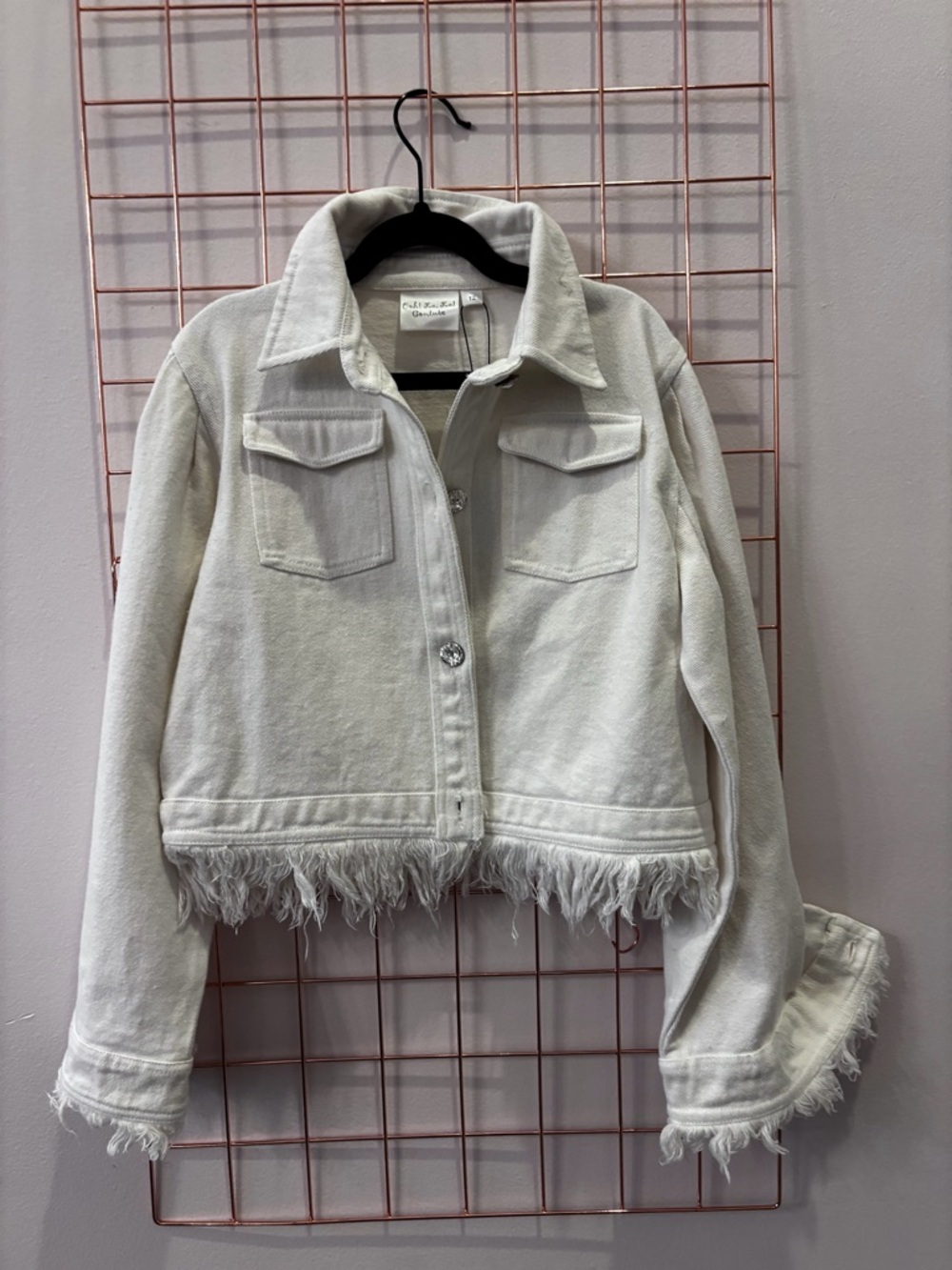 Ooh! La! La! White Frayed Hem Denim Jacket
